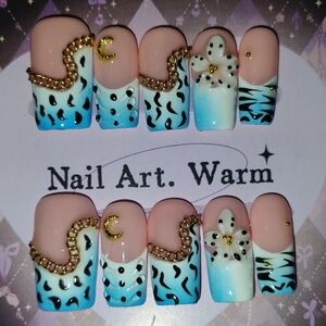 Stylish Blue and Pink Nail Art Set